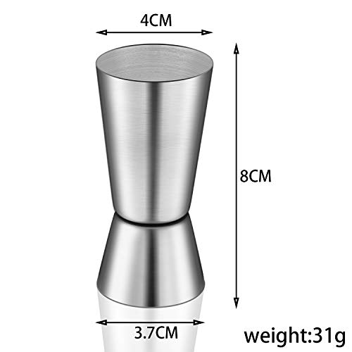 2 Piezas de Medida de Cóctel doble de acero inoxidable de Cóctel Medida de Bar de 25/ 50 ml Medida de Cóctel Líquido de Medición Copa de Medida para Fiesta Bar Tiro de Cóctel