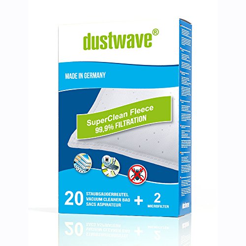20 Bolsas para aspiradoras Germatic – BS 2000 W.7 – Aspiradora de dustwave® Marca Bolsa para el polvo Fabricado en Alemania + Incluye Micro filtro