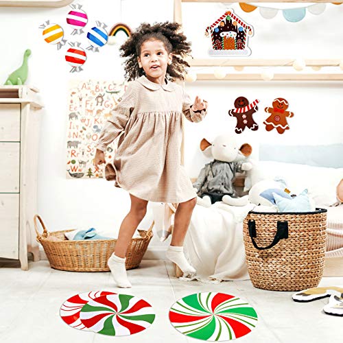 20 Recortes de Menta Navideña Recortes de Pared Decorativos de Caramelo Colorido Recortes de Hombre de Pan de Jengibre de Navidad con 40 Puntos de Pegamento para Decoración Fiesta Navidad