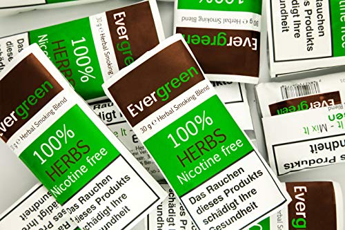 3 X Organic Herbal Natural Smoking Mixture, 100% Nicotine & Tobacco Free, Rich, Aromatic, Delicate Aroma and Smooth natural taste 3 PACKS Evergreen Tobacco Substitute, 90g Total