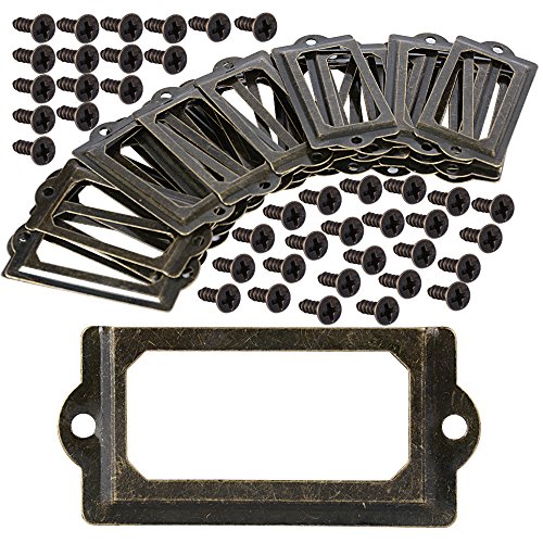 30pcs Marcos Decorativos Vintage de Etiqueta Titular Porta de Tarjeta para Cajón, Archivador, Estante, Decoración de Dormitorio Salón con Tornillos