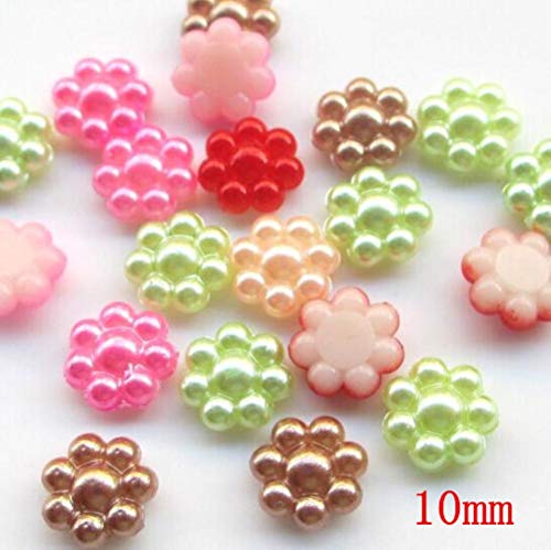 50 unids/lote diseño de mezcla aleatoria flor de color de mezcla perla de espalda plana redonda, lazo, flor para adorno multicolor, mezcla