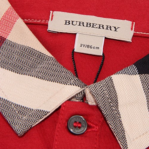 7539T polo bimbo BURBERRY cotone rosso maglia t-shirt polo kid [9 MONTHS]