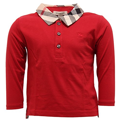 7539T polo bimbo BURBERRY cotone rosso maglia t-shirt polo kid [9 MONTHS]