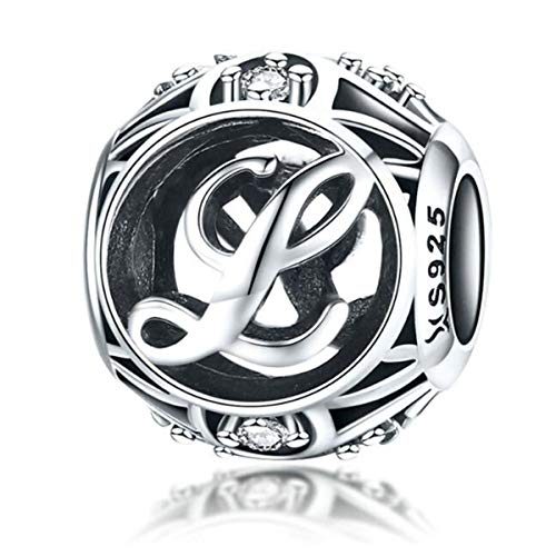 Abalorio de plata de ley 925 para pulsera Pandora (letra L)