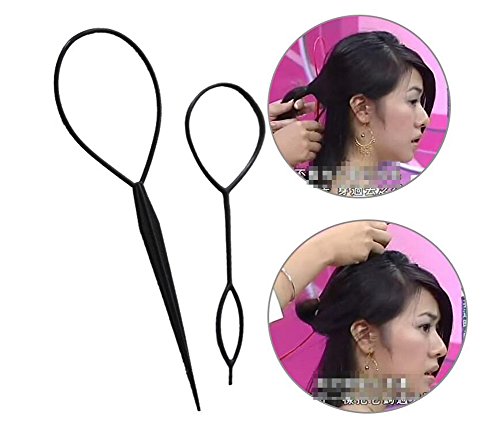Accesorios de peluquería para estilismo del cabello, aguja para el pelo, herramienta para trenzar y hacer coletas, para mujeres, damas y niñas, color negro, 2 unidades: 1 grande y 1 pequeña