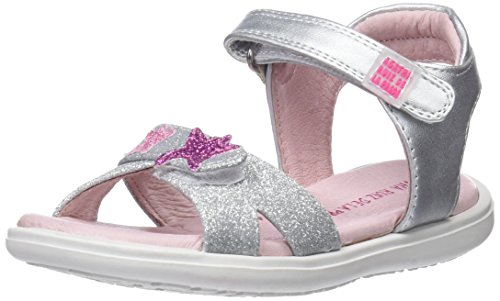 Agatha Ruiz de la Prada 182943, Sandalias con Punta Abierta para Niñas, Plateado (Plata), 25 EU