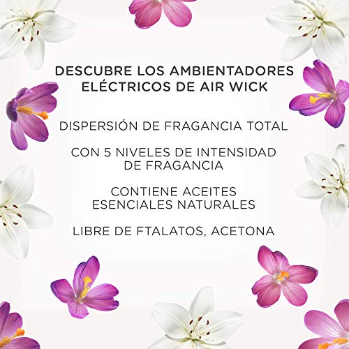 Air Wick Eléctrico - Recambios de ambientador automático eléctrico, esencia para casa con aroma a Lirio de Luna y Satén de Seda, pack de 6
