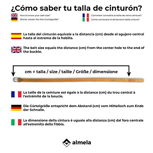 Almela Cinturón mujer piel de vaquetilla (Negro, 110)