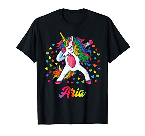 Aria Nombre Personalizado Regalo Cumpleaños Unicornio Camiseta