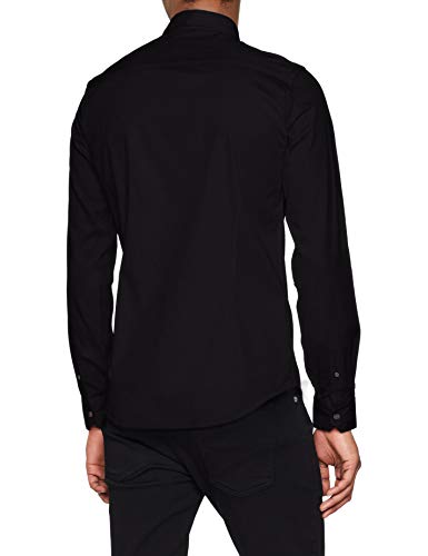 Armani Exchange Smart Stretch Satin Camisa, Negro (Black 1200), 38 (Talla del Fabricante: X-Small) para Hombre