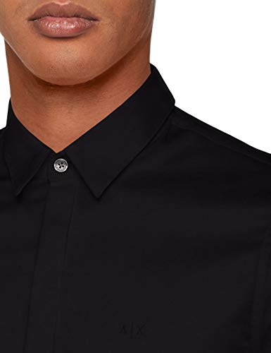 Armani Exchange Smart Stretch Satin Camisa, Negro (Black 1200), 38 (Talla del Fabricante: X-Small) para Hombre