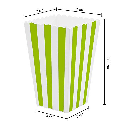 BangShou 60pcs Cajas de Palomitas Cartón Caramelo Contenedor Cine Pequeñas Cajas de Palomitas de Maíz 12 x 7.5cm (Verde)
