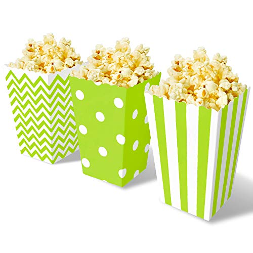 BangShou 60pcs Cajas de Palomitas Cartón Caramelo Contenedor Cine Pequeñas Cajas de Palomitas de Maíz 12 x 7.5cm (Verde)