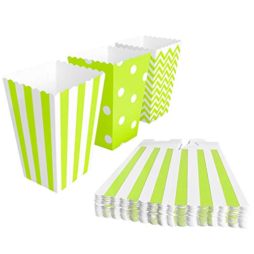 BangShou 60pcs Cajas de Palomitas Cartón Caramelo Contenedor Cine Pequeñas Cajas de Palomitas de Maíz 12 x 7.5cm (Verde)