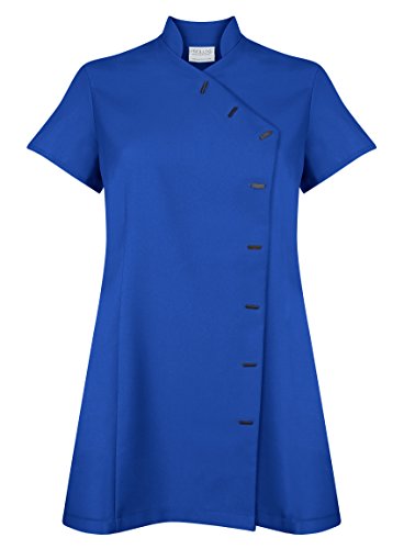 Bata de trabajo Proluxe Essentials de diseño cruzado para peluquería, spa, masajista, salón de belleza Azul azul cobalto 46