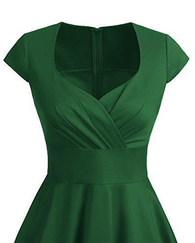Bbonlinedress Vestido Corto Mujer Retro Años 50 Vintage Escote En Pico Green L