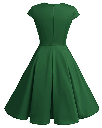 Bbonlinedress Vestido Corto Mujer Retro Años 50 Vintage Escote En Pico Green L