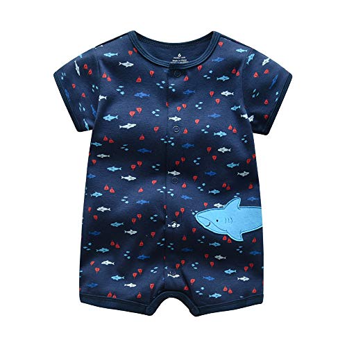 Bebé Pijama Niños Pelele de Algodón Body Manga Corta Verano Jumpsuit 6-9 Meses
