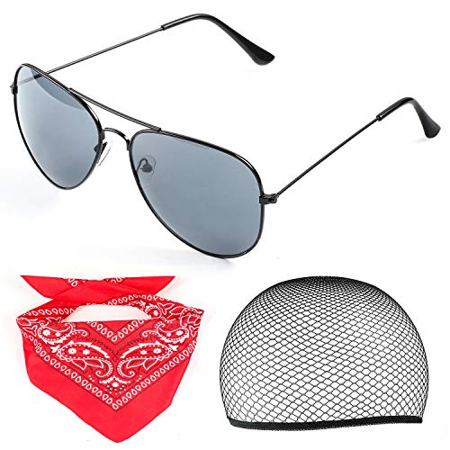Beelittle 80s para Hombre Largo Rizado Negro Hard Rocker Peluca Traje Conjunto Heavy Metal Halloween temáticos Partido Peluca Accesorios