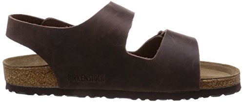 Birkenstock Milano - Sandalias de dedo con correa en el tobillo de piel natural unisex, Marrón, 44 (estrecho)