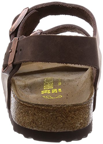 Birkenstock Milano - Sandalias de dedo con correa en el tobillo de piel natural unisex, Marrón, 44 (estrecho)