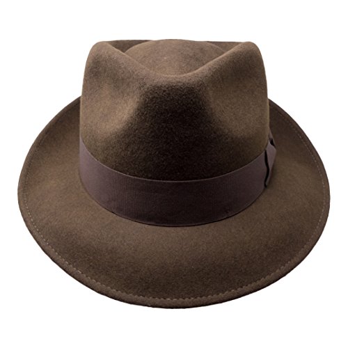 Borges & Scott B&S Premium Doyle – Sombrero de lágrima Fedora - 100% Fieltro de Lana - Enrollable para Viajes - Resistente al Agua - Marron Oscuro 58cm