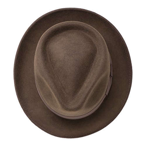 Borges & Scott B&S Premium Doyle – Sombrero de lágrima Fedora - 100% Fieltro de Lana - Enrollable para Viajes - Resistente al Agua - Marron Oscuro 58cm