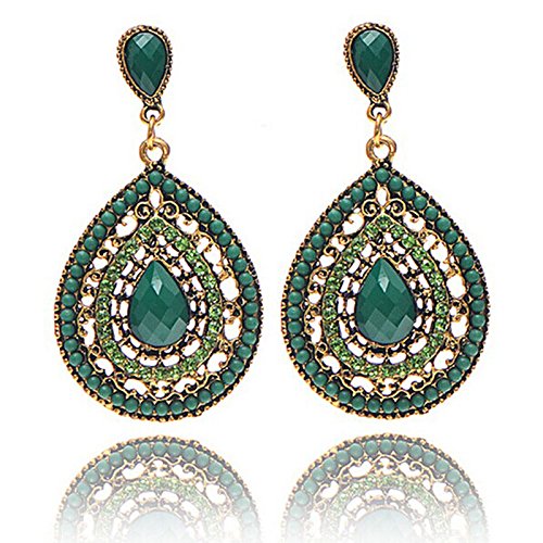 BQZB pendiente de Las Mujeres de Bohemia de La Vendimia Pendiente de Gota de Resina Con Cuentas Corazón Retro Pendientes Accesorios de Joyería Suntuoso