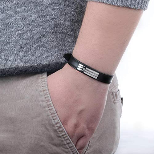 Bracelet para hombre, Colección Maserati Jewels, longitud 25 cm, en acero y cuero - JM218AMF04