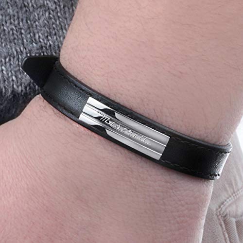 Bracelet para hombre, Colección Maserati Jewels, longitud 25 cm, en acero y cuero - JM218AMF04