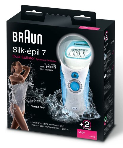 Braun Silk-épil 7 Depiladora de Doble Acción 7771 - Utilizable bajo el agua, recargable, con tecnología exfoliante y 2 accesorios