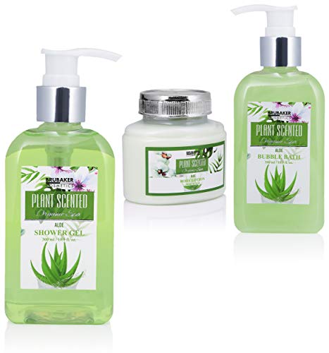 BRUBAKER Cosmetics Set de Baño y Ducha Aloe Vera Fragancia de Lavanda - 9 piezas set de regalo en una jardinera vintage