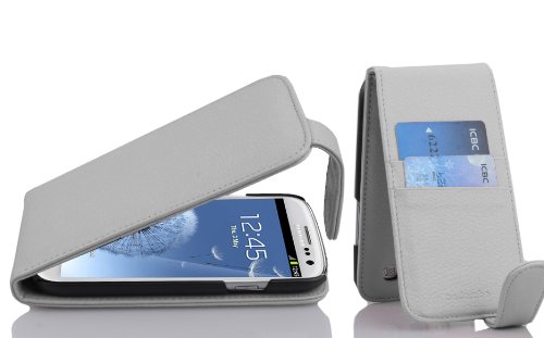 Cadorabo Funda para Samsung Galaxy S3 / S3 Neo in Blanco NÍVEO - Cubierta Proteccíon Estilo Flip con Tarjetero - Etui Case Cover Carcasa
