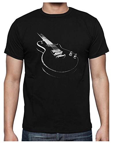Camiseta para Hombre - Camisetas Guitarra Electrica Camisetas Hombre Rock - X-Large Negro