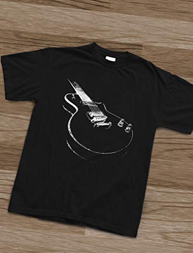 Camiseta para Hombre - Camisetas Guitarra Electrica Camisetas Hombre Rock - X-Large Negro