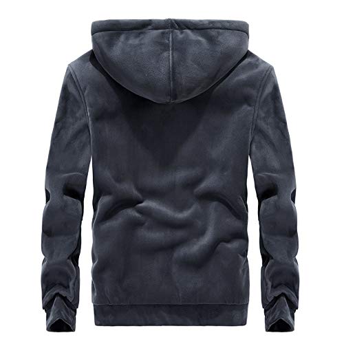 Cárdigan de Piel de Cordero Suéter de Gran tamaño Top Deportivo para Hombres Sudadera con Capucha de Felpa con Capucha Espesar Chaqueta de Zorro Plateado