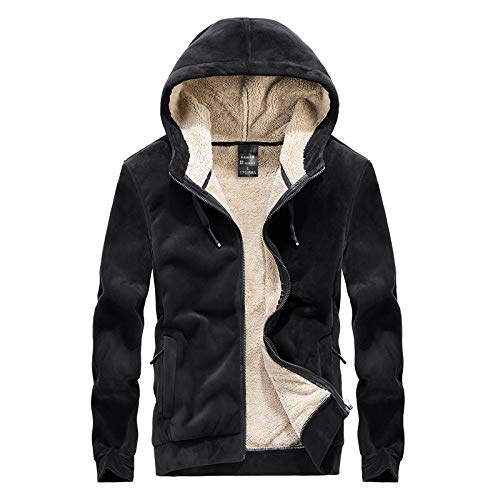 Cárdigan de Piel de Cordero Suéter de Gran tamaño Top Deportivo para Hombres Sudadera con Capucha de Felpa con Capucha Espesar Chaqueta de Zorro Plateado