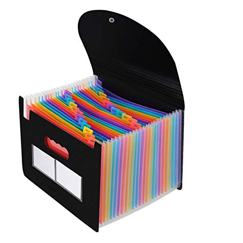 Carpeta Clasificadora Archivador acordeón 24 Bolsillos de gran Capacidad soporte Extensible portátil acordeón, Multi-Color Archivador A4 buen ayudante para Office, School, Home …