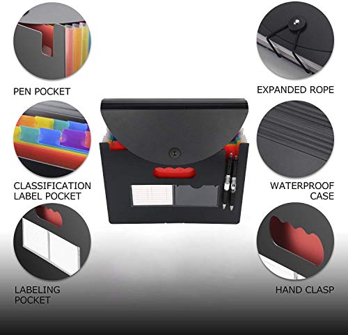 Carpeta Clasificadora Archivador acordeón 24 Bolsillos de gran Capacidad soporte Extensible portátil acordeón, Multi-Color Archivador A4 buen ayudante para Office, School, Home …