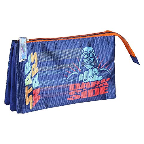 Cerdá - Estuche Triple Escolar Darth Vader Star Wars - Licencia Oficial de Disney Studios