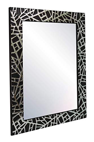 Chely Intermarket, Espejo de Pared Cuerpo Entero 40x60cm(55,50x77cm)/Negro y Plateado/Mod-132, Ideal para peluquerías, salón, Comedor, Dormitorio y oficinas. Fabricado en España. Material Madera.