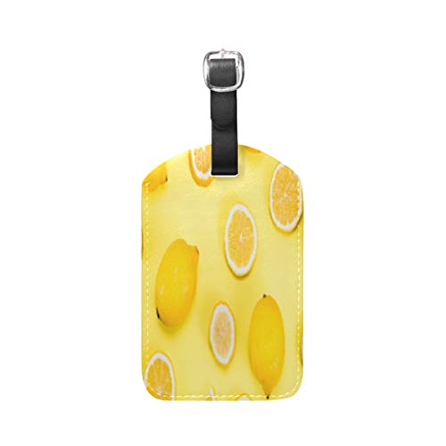 Cítricos Amarillo Naranja Equipaje Etiquetas de Maleta Nombre Etiqueta de Dirección ID de Cuero para Viajes(2piezas)