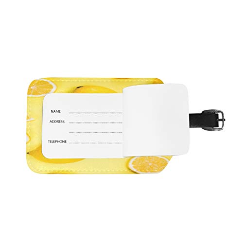 Cítricos Amarillo Naranja Equipaje Etiquetas de Maleta Nombre Etiqueta de Dirección ID de Cuero para Viajes(2piezas)