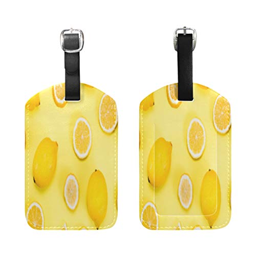 Cítricos Amarillo Naranja Equipaje Etiquetas de Maleta Nombre Etiqueta de Dirección ID de Cuero para Viajes(2piezas)