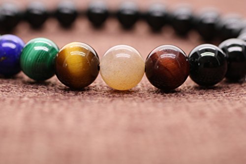 COAI® Pulsera Unisex de Piedra Cuentas Mala Turmalina 7 Chakra con Caja de Regalo 8mm M