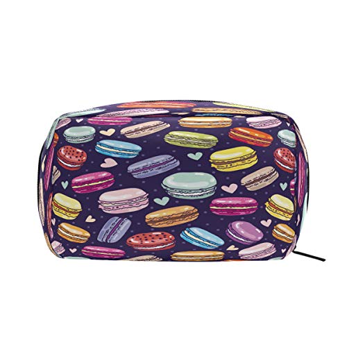 Colorido Macaron bolsa de maquillaje de viaje, corazón dulce organizador portátil de gran capacidad, caja de almacenamiento para niñas y mujeres al aire libre