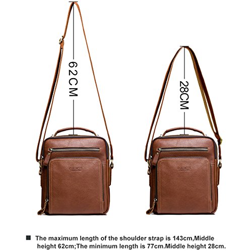 Contacts Cuero real para hombre iPad Mini Tab Messenger CrossBody bolso de mano marrón