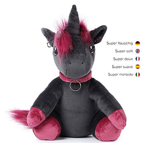 Corimori- Ruby el Unicornio Punk (6+ Modelos) Animal de Peluche Juguete Bebés Niños, 34cm, Color negro, rosa (1849-002)