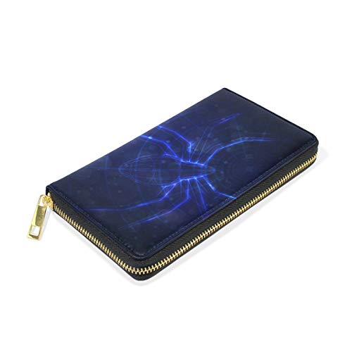 Dark Blue Spider Net Wallet for Women Leather Zipper Phone Coin Purse